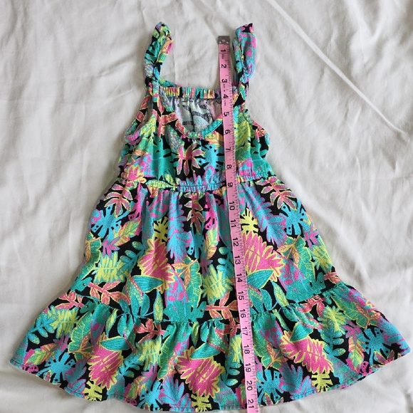Cat & Jack Tropical Leaf Tiered Sundress - Turquoise, Pink, Yellow, Green - Picture 4 of 5
